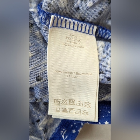 Boden Bay Womens Jersey 3/4 Sleeve Top Size 8 Blue/White Floral Star Print - Picture 8 of 10
